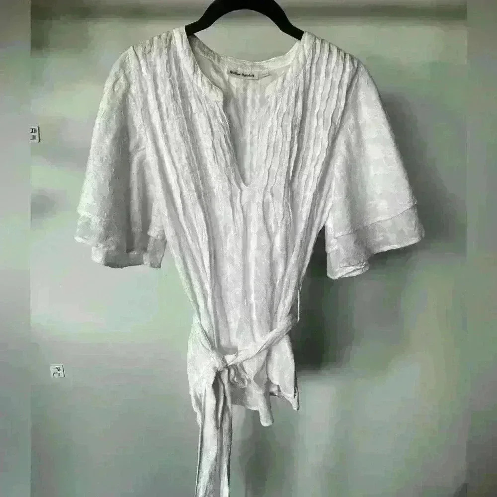 Roller Rabbit 100% Cotton Blouse with Wrap belt